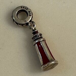 Pandora Silver and Red Lighthouse Charm Bracelet